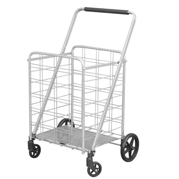 40.6 in. H X 21.5 in. W X 24.8 in. L Silver Collapsible Shopping Cart, Apex, Mfr#: SC9024